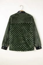 Pocketed Checkered Collared Neck Snap Down Jacket Woman Outerwear