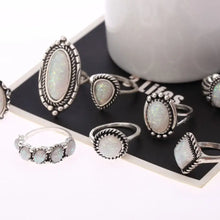 Opal Alloy Geometric Ring 8-Piece Set Fashion Jewelry