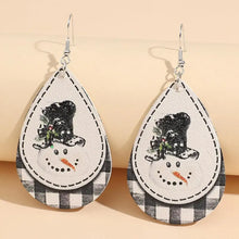 Snowman PU Leather Dangle Earrings Fashion Jewelry