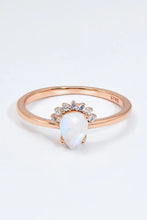 18K Rose Gold-Plated Pear Shape Natural Moonstone Ring Rose Gold Rings