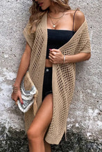 Openwork Open Front Short Sleeve Cardigan Woman Outerwear