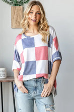 HOPELY Checkered Round Neck Half Sleeve T-Shirt Woman T Shirts