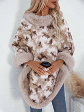 Furry Contrast Three-Quarter Poncho Woman Outerwear