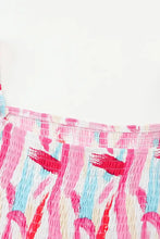 Geometric Print Puff Sleeve Square Neck Midi Dress Casual Dresses