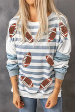 Football Striped Round Neck Long Sleeve Sweatshirt Woman Sweatshirts
