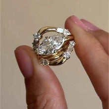 1 Carat Moissanite 925 Sterling Silver 3pcs Ring Set Fine Jewelry