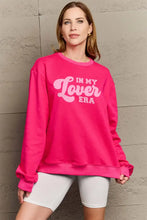 Simply Love Full Size IN MY LOVER ERA Round Neck Sweatshirt Hot Pink Woman Sweatshirts