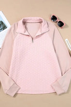 Textured Quarter Zip Long Sleeve Sweatshirt Woman Sweatshirts