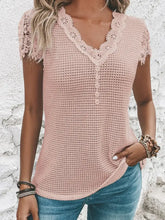 Decorative Button V-Neck Short Sleeve T-Shirt Dusty Pink Woman T Shirts