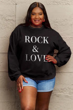 Simply Love Full Size ROCK & LOVE Round Neck Sweatshirt Woman Sweatshirts