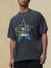 Men's Graphic Round Neck Half Sleeve T-Shirt Black Mens Tops