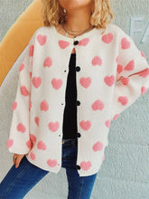 Heart Button Up Long Sleeve Cardigan Woman Outerwear