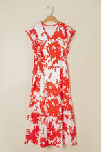 Floral V-Neck Summer Midi Dress Woman Casual Dress