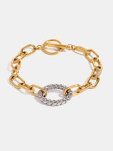 Two-Tone Stainless Steel Chain Bracelet Gold One Size Bracelets