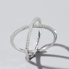 X Shape Inlaid Zircon 925 Sterling Silver Ring Rings