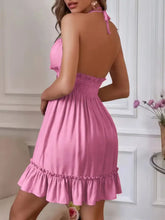 Smocked Halter Neck Mini Dress Woman Dress