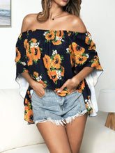 Floral Print Off-Shoulder Flounce Sleeve Blouse Woman Blouses