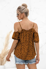 Printed Cold-Shoulder Frill Trim Blouse Woman Blouses