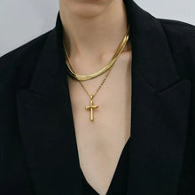 Stainless Steel Cross Necklace Gold One Size Necklaces