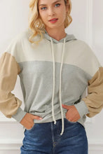 Drawstring Color Block Long Sleeve Hoodie Woman Sweatshirts