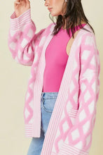 Geometric Open Front Long Sleeve Cardigan Woman Outerwear