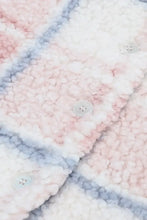 Plaid Button Up Collared Neck Sherpa Jacket Woman Outerwear