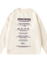 Men's Letter Crew Neck Long Sleeve Knit Sweater Apricot Mens Tops