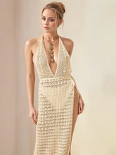 Hollow Out Halter Neck Cover-Up Dress Swimwear Cover-Ups