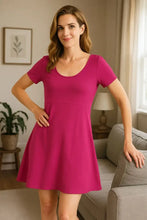 Round Neck Short Sleeve Flared Summer Dress Woman Casual Dress