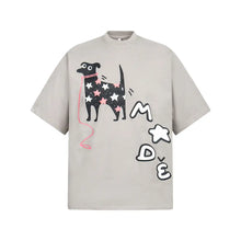 Men's Dog Round Neck Oversized T-Shirt Mocha Mens Tops