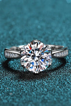 3 Carat Moissanite Rhodium-Plated Side Stone Ring Rings