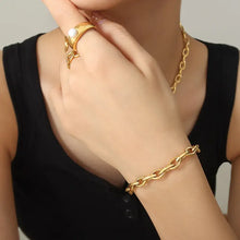 Titanium Steel Chain Bracelet Gold One Size Necklaces