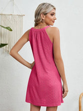 Eyelet Round Neck Sleeveless Dress Casual Dresses