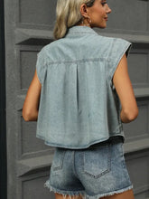 Button Up Cap Sleeve Denim Jacket Woman Denim Tops