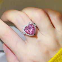 5 Carat Moissanite 925 Sterling Silver Heart Ring Fuchsia Pink Fine Jewelry