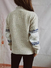 Geometric Mock Neck Dropped Shoulder Sweater Sweater Pullovers