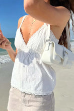 Lace Detail V-Neck Cami White Tanks & Camis