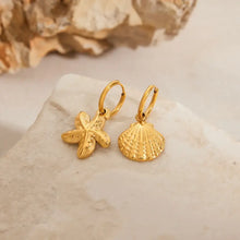 Vintage Gold Seashell & Starfish Drop Earrings Earrings