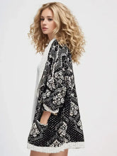 Open Front Long Sleeve Graphic Cardigan Woman Outerwear