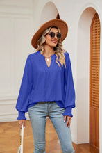 Notched Neck Flounce Sleeve Blouse Woman Blouses