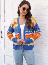 Open Front Openwork Cardigan Sky Blue Woman Outerwear