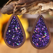 Sequin Wood Teardrop Earrings Earrings