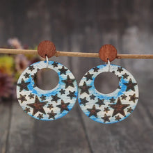 Cutout Star Print Wooden Dangle Earrings Earrings