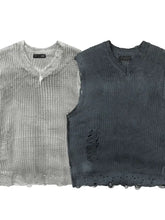 Men's Distressed Hem Knit Sweater Vest Mens Tops
