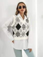 V-Neck Plaid Sweater Vest Woman Outerwear