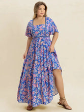 Plus Size Ruched Printed Short Sleeve Dress Casual Dresses