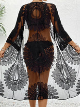 Lace Open Front Longline Cover-Up Swimwear Cover-Ups