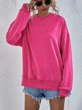Dropped Shoulder Slit Hoodie Hot Pink Woman Sweatshirts