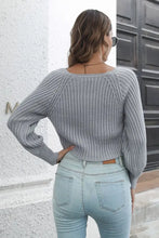 Cropped Round Neck Raglan Sleeve Ribbed Pullover Sweater Sweater Pullovers