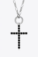 Moissanite Cross Pendant Platinum-Plated Necklace Black One Size Necklaces
